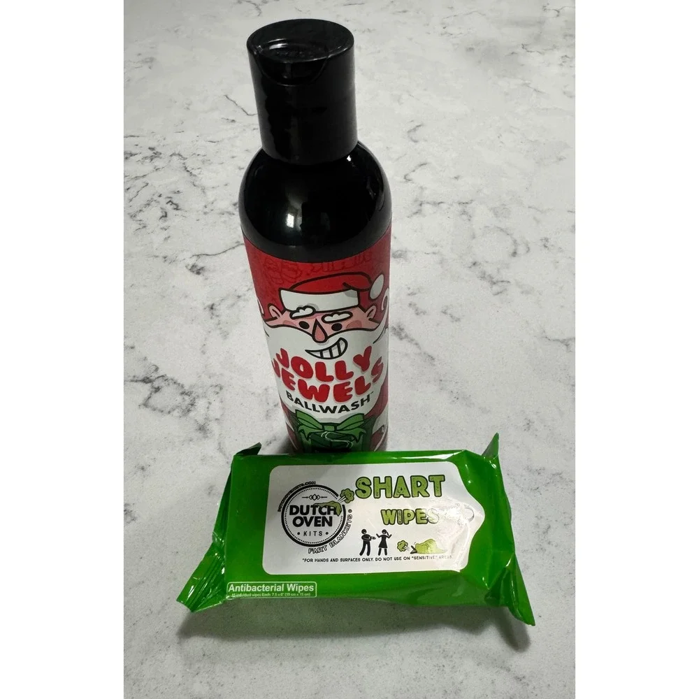 Men's Christmas themed stocking stuffer ball wash shart wipes humor gag‎ gift
